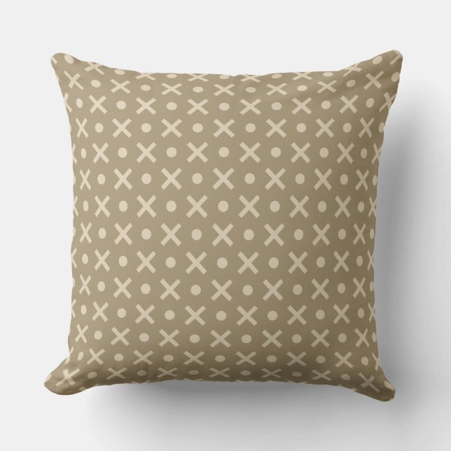 Coussin Pois et croix beige Motif géométrique (Recto)