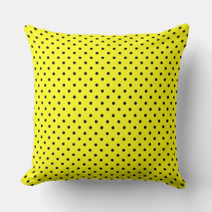 Coussin Pois jaune noir