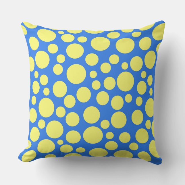 Coussin Pois jaunes sur un arrière - plan bleu ciel (Recto)