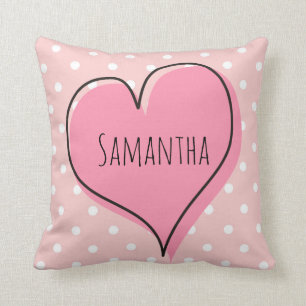 Coussin Pois mignons et girly avec le coeur