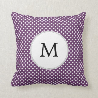 Coussin Pois Monogrammes personnalisés violet et blanc