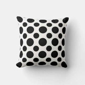 Coussin Pois noir blanc design d'art moderne