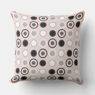 Coussin Pois noirs, roses, blancs et gris