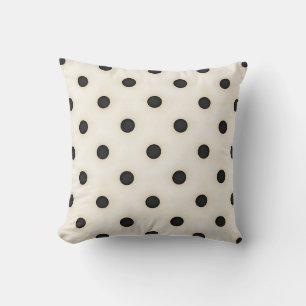 Coussin Pois noirs sur blanc antique