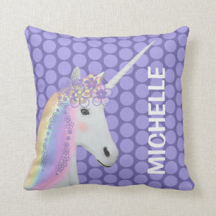Coussin Pois pourpre en pastel de licorne