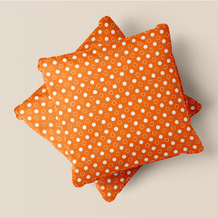Coussin Pois rétro chic orange et blanc