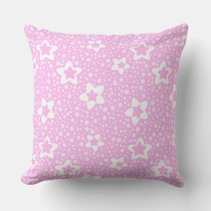 Coussin Pois rétro rose chaud avec motif floral