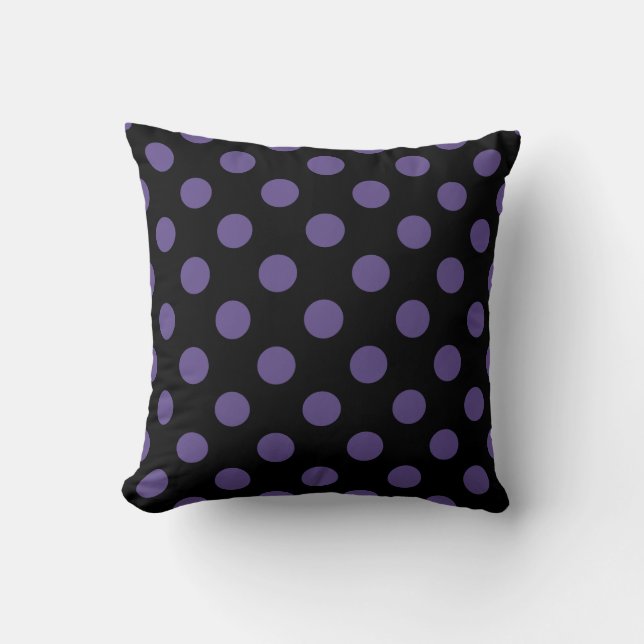 Coussin Pois ultra violets en noir (Recto)