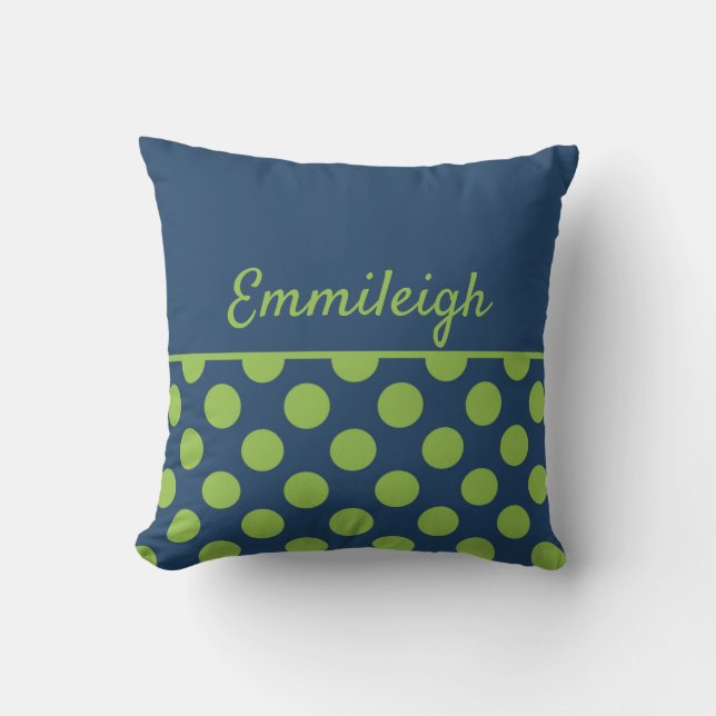 Coussin Pois verts de la marine personnalisée (Recto)