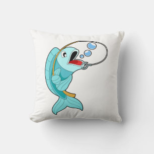 Coussin Poisson avec canne à pêche