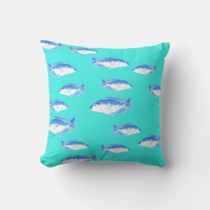 Coussin Poisson bleu turquoise