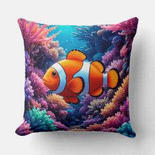 Coussin 🐠 Poisson-clown de récif corallien Décoration d'i