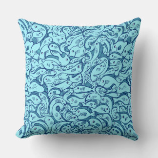 Coussin Poisson dans l'oreiller bleu marine