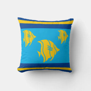 Coussin Poisson jaune, bleu et jaune