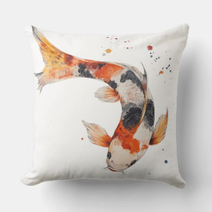 Coussin 🐟 Poisson Koi en Aquarelle : Harmonie en Mouvemen