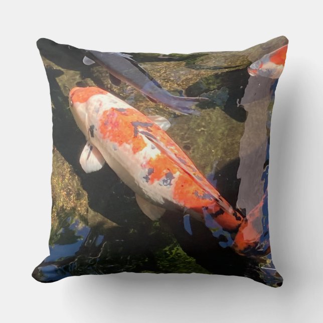 Coussin Poisson Koi orange et blanc (Recto)