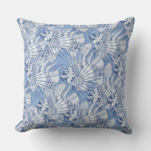 Coussin poisson mirage bleu