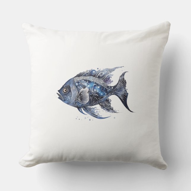 Coussin Poisson Noir Boujee Grand (Recto)