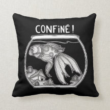 Coussin poisson rouge Confiné