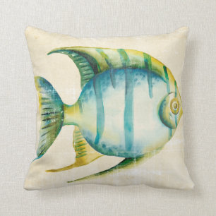 Coussin Poissons bleus et jaunes d'aquarium