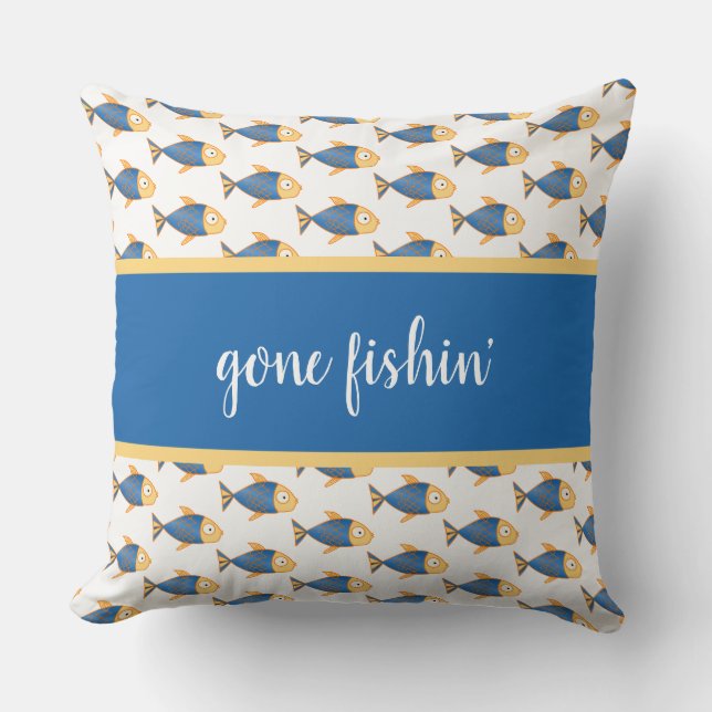 Coussin Poissons bleus, fishin', allé mignon pour la (Recto)