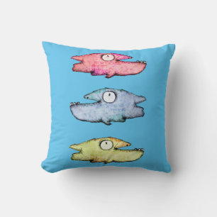 Coussin Poissons colorés nageant heureux
