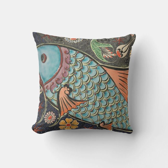 Coussin Poissons côtiers de Koi de mosaïque sensible (Recto)