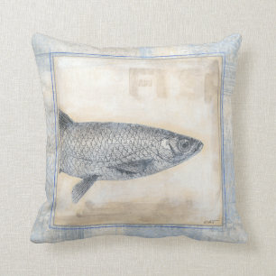 Coussin Poissons gris sur l'arrière - plan beige