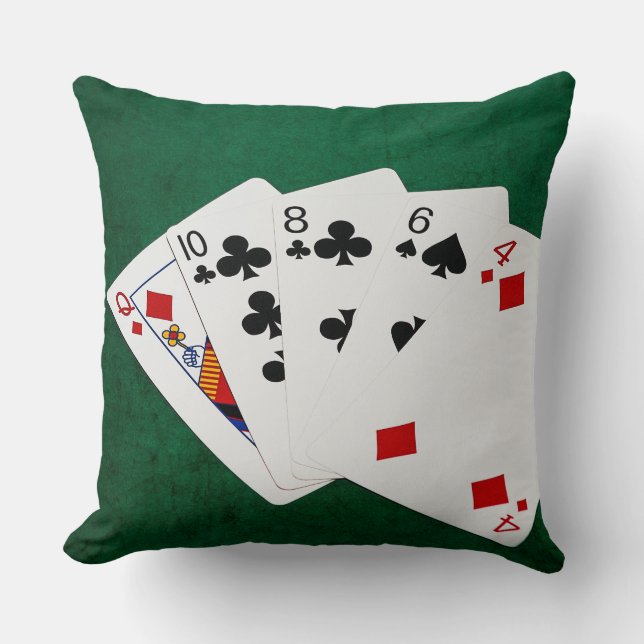 Coussin Poker Hands - Haute Carte - Reine (Recto)
