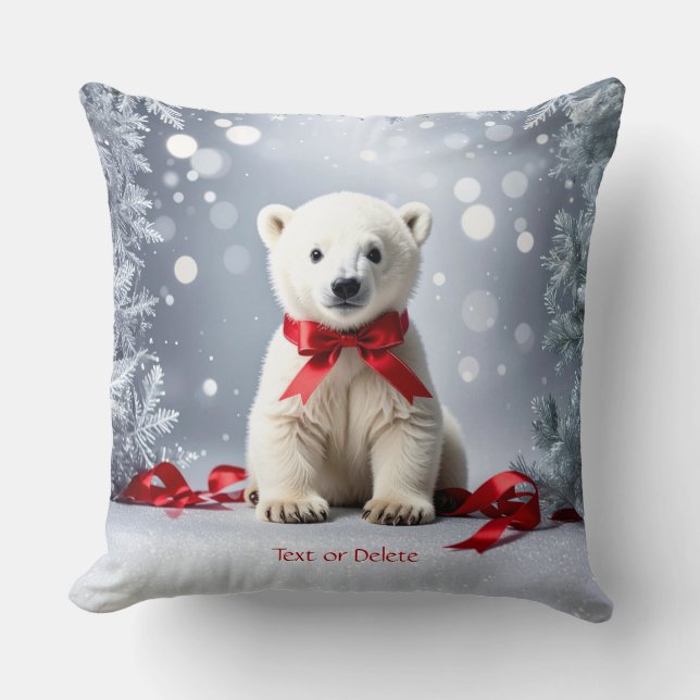 Coussin Polar Bear Christmas Holiday Throw Pillow (Recto)