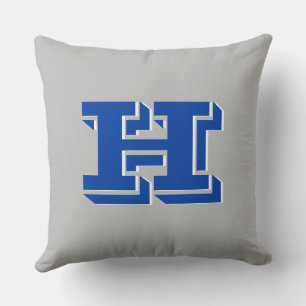 Coussin Police et bloc initial de collège bleu et argent