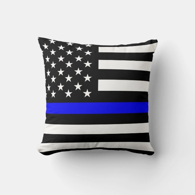 Coussin police mince ligne bleue drapeau usa etats-unis am (Recto)
