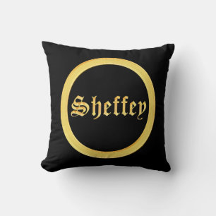 Coussin Polices Sheffey - Noir et Or