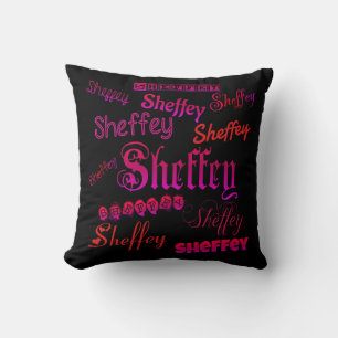 Coussin Polices Sheffey - rose et rouge