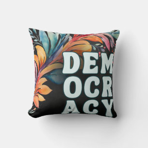 Coussin Politique colorée rétro funky sur le thème de la d