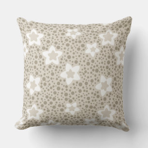 Coussin Polka beige point rétro avec étoiles et fleurs