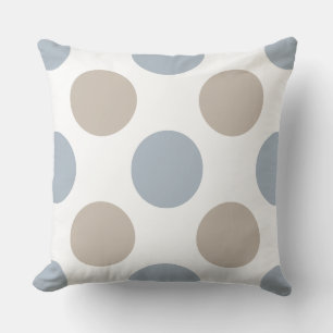 Coussin Polka bleu-Brown-blanc classique avec motif