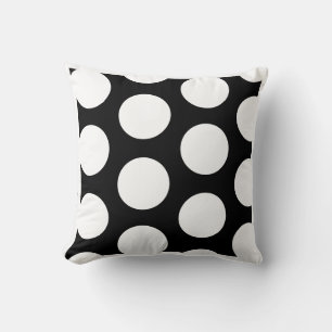 Coussin Polka Dot noir et blanc grand motif