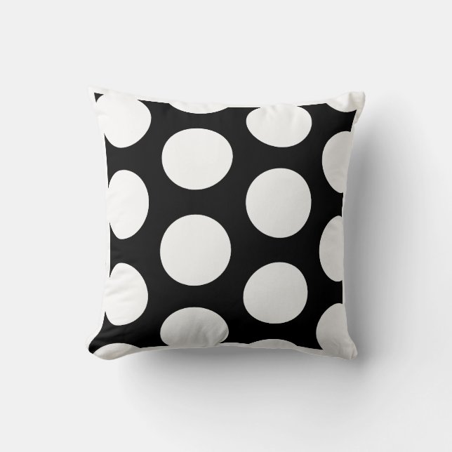 Coussin Polka Dot noir et blanc grand motif (Recto)