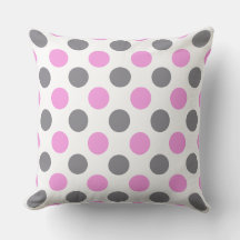 Coussin Polka Gris Lavande Personnalisé