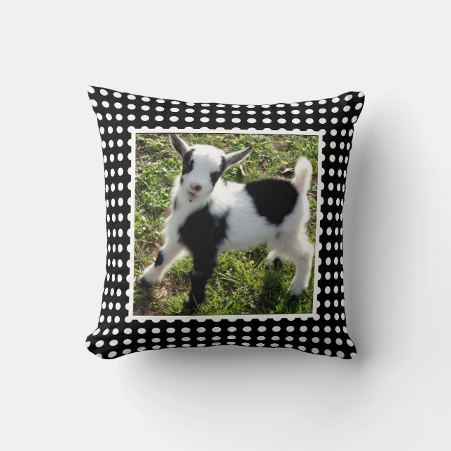 Coussin Polka noir et blanc Dot Nain Goat Kid (Recto)