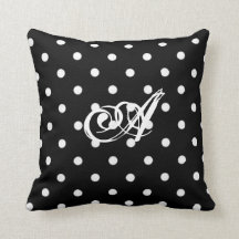 Coussin Polka Noir Et Blanc Personnalisé