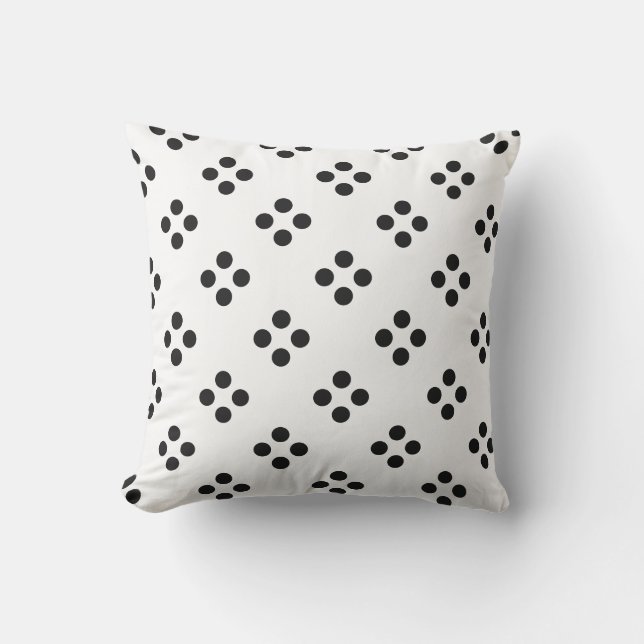 Coussin Polka Noir Pointe géométrique Motif Blanc Décor ca (Recto)