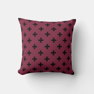 Coussin Polka noire croise sur mûrier