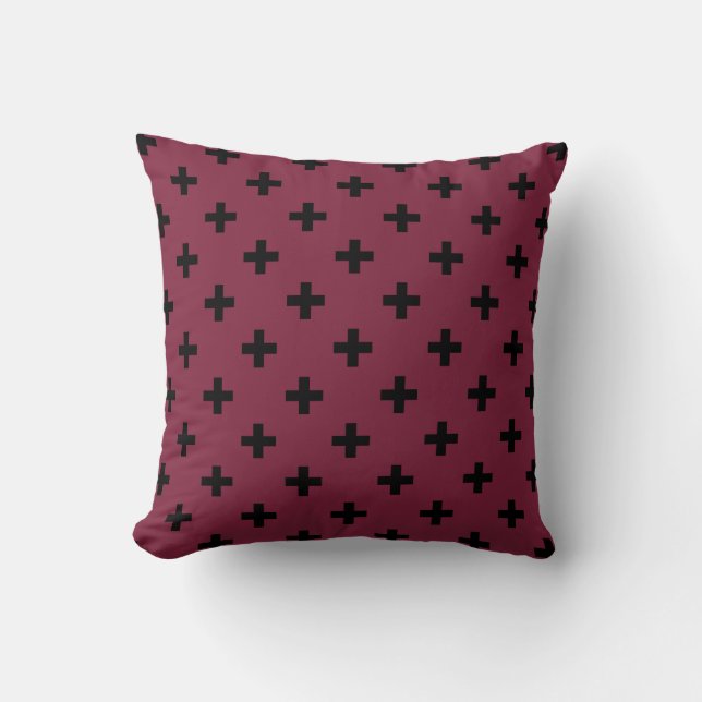 Coussin Polka noire croise sur mûrier (Recto)