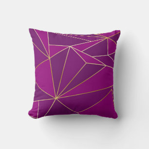 Coussin Polygone violet Art : Gold Line Arrière - plan géo