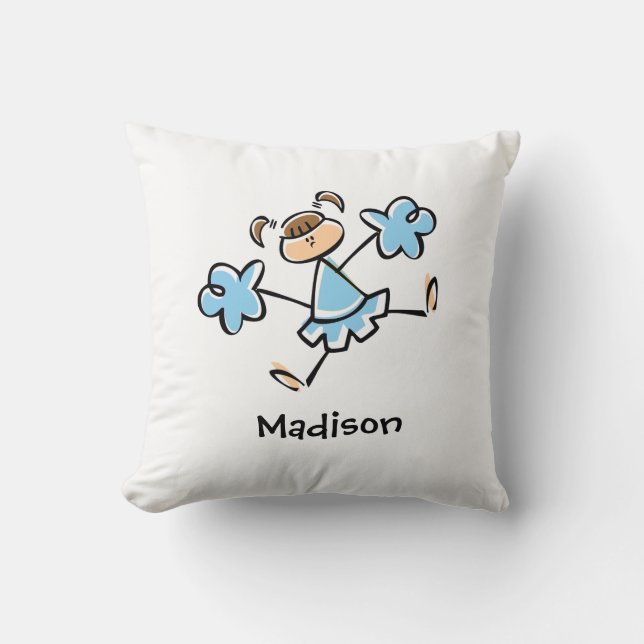 Coussin Pom-pom girl Bleu Bébé (Recto)