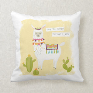 Coussin Pom Pom Llama Rama - Sauvez le drame pour votre la