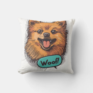 Coussin Pomeranian Pop Art - Chien de Bande Dessinée Rétro