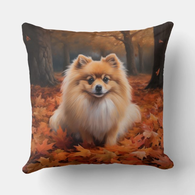 Coussin Poméranie en automne Feuilles Automne Inspire (Verso)